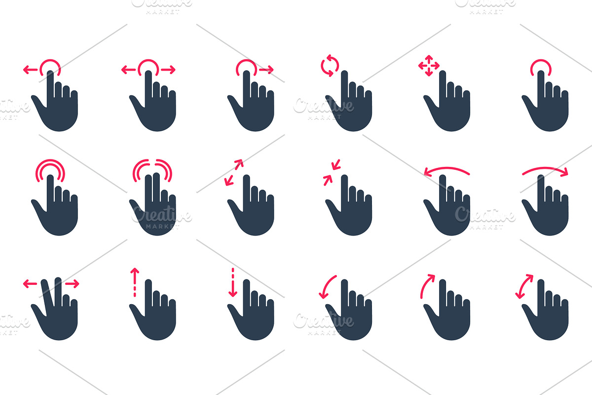 Touch Screen Gestures Icons, an Object Illustration by Gentle Studio