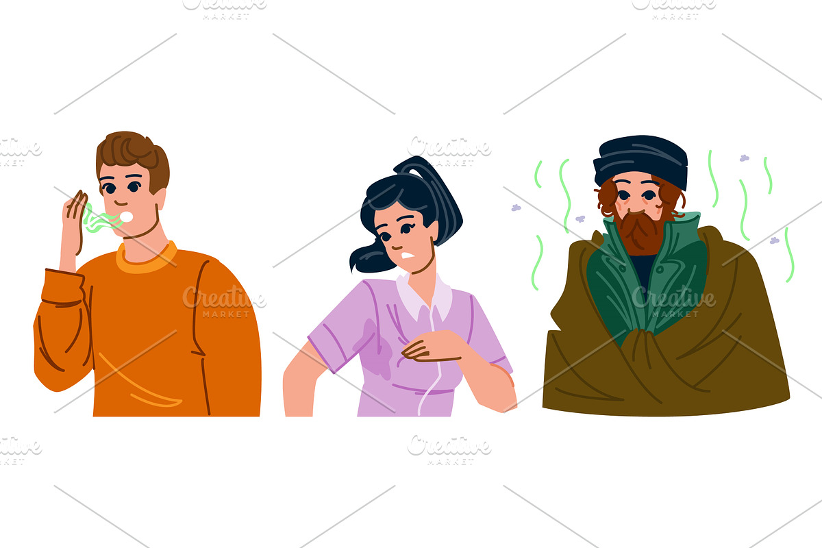 People having bad breath, body odor, a Person Illustration by pikepicture
