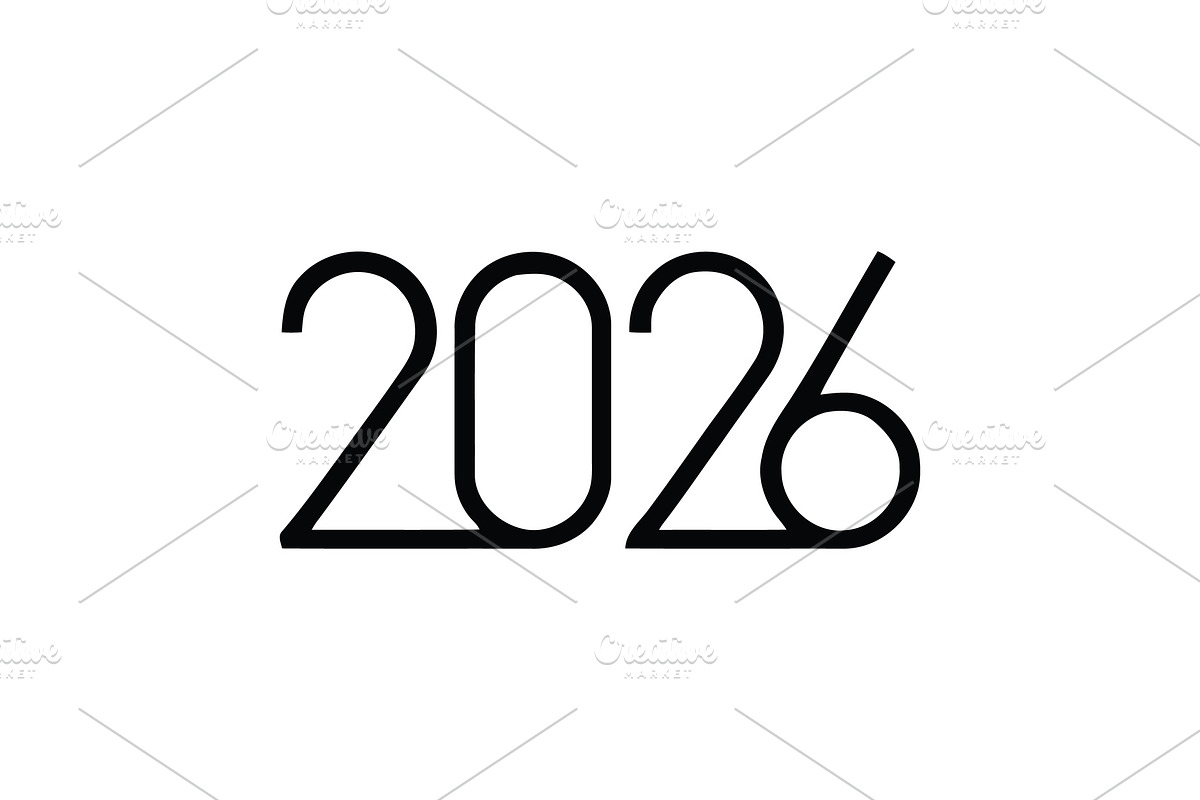 2026 Number Typography Vector Set, a Work Illustration by Vectorium Studio (Photo 14 of 20)