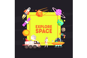 Explore Space Banner Template With