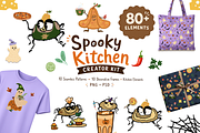 Spooky Kitchen Halloween Clipart, a Food Illustration by FaliushViktoriaArtist (Thumbnail 1 of 17)