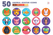 50 Animal Avatar Icons, an Outline Icon by Dighital (Thumbnail 1 of 9)
