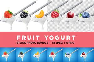 Fruit yogurt on spoons, an Object Graphic by Fruits+Veggies