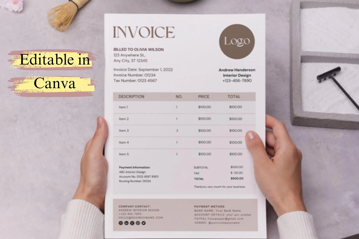 Invoice Template Printable Invoice, a Stationery Template by Climbwithelevator (Photo 4 of 9)
