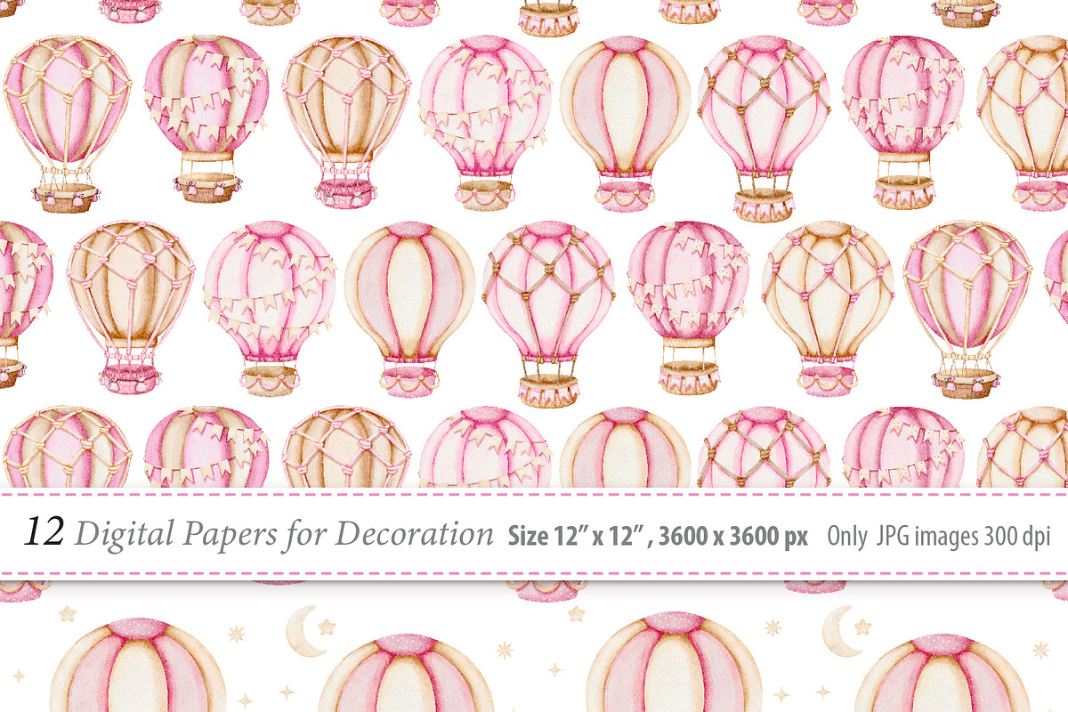 Hot Air Balloon Clipart, a Transportation Illustration by TitaLivingArt (Photo 9 of 11)