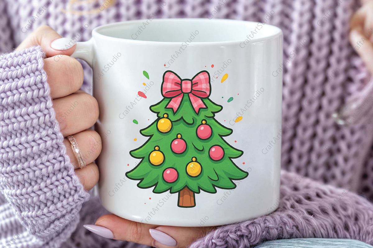 Christmas Tree Merry and Bright PNG, an Illustration by CraftArtStudio (Photo 3 of 4)