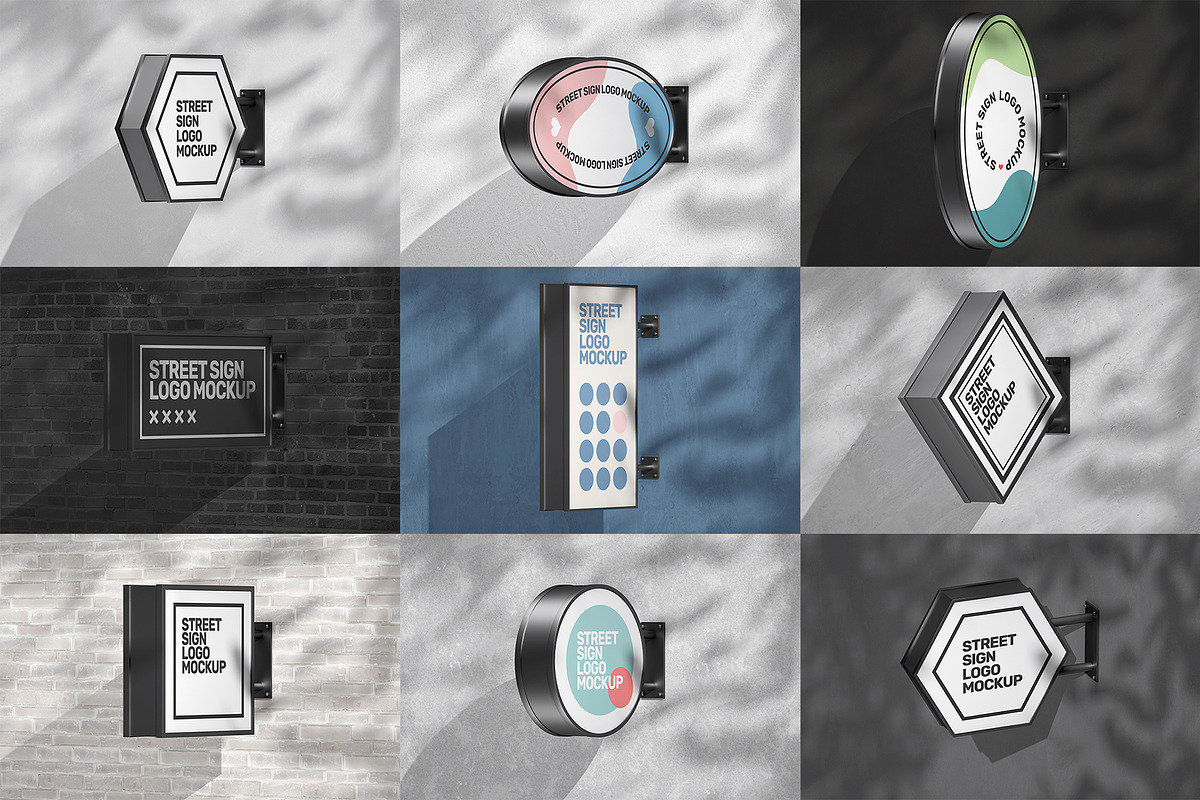 Street Sign Mockup (32 PSD Scenes), an Advertising Mockup by Traint (Photo 3 of 50)