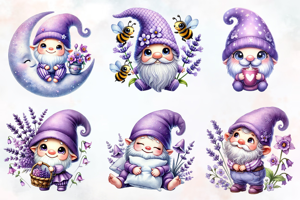 Lavender purple gnome sublimation, an Illustration by RobertsArt (Photo 7 of 7)