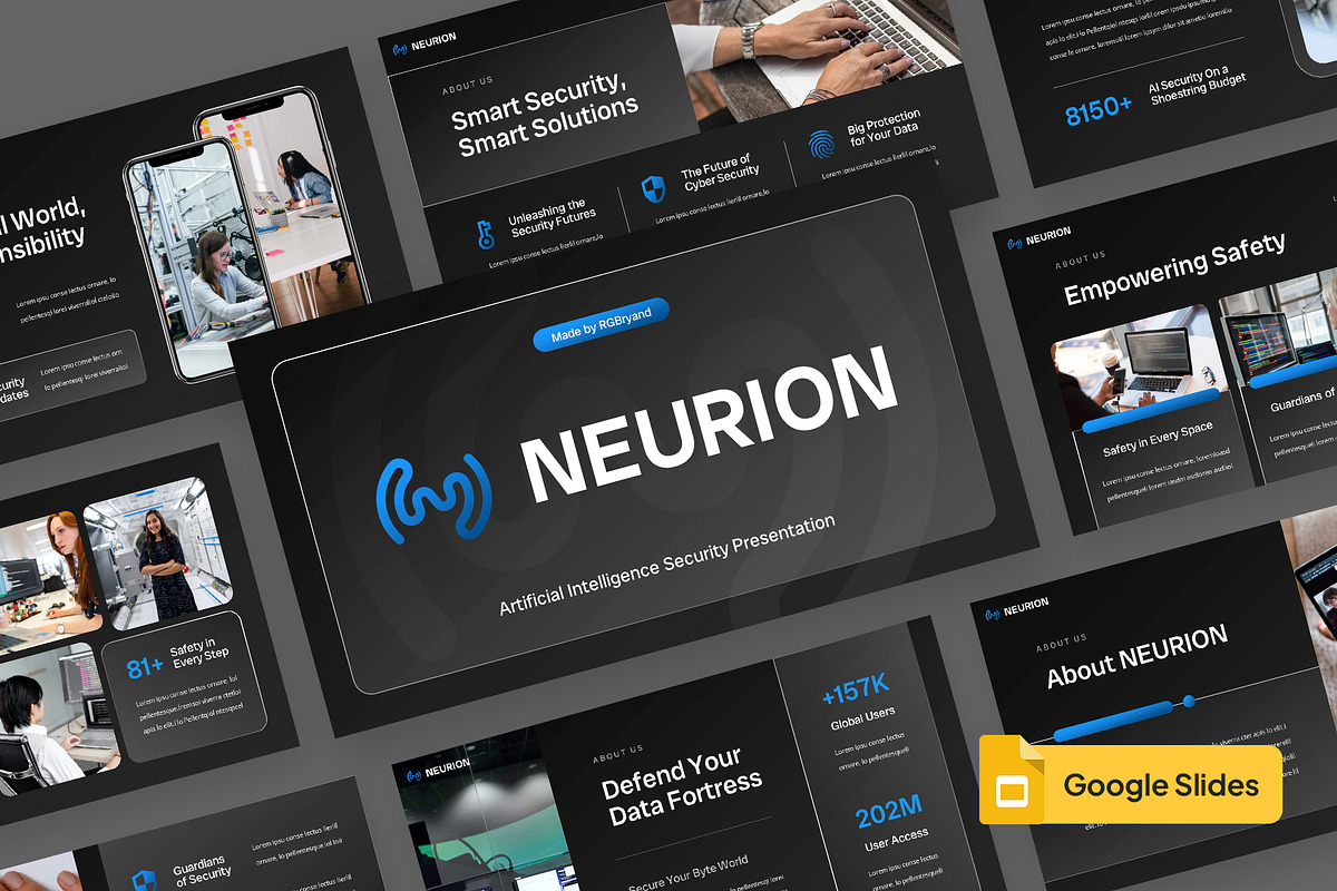 NEURION - AI Security Google Slides, a Presentation Template by rgbryand (Photo 1 of 9)