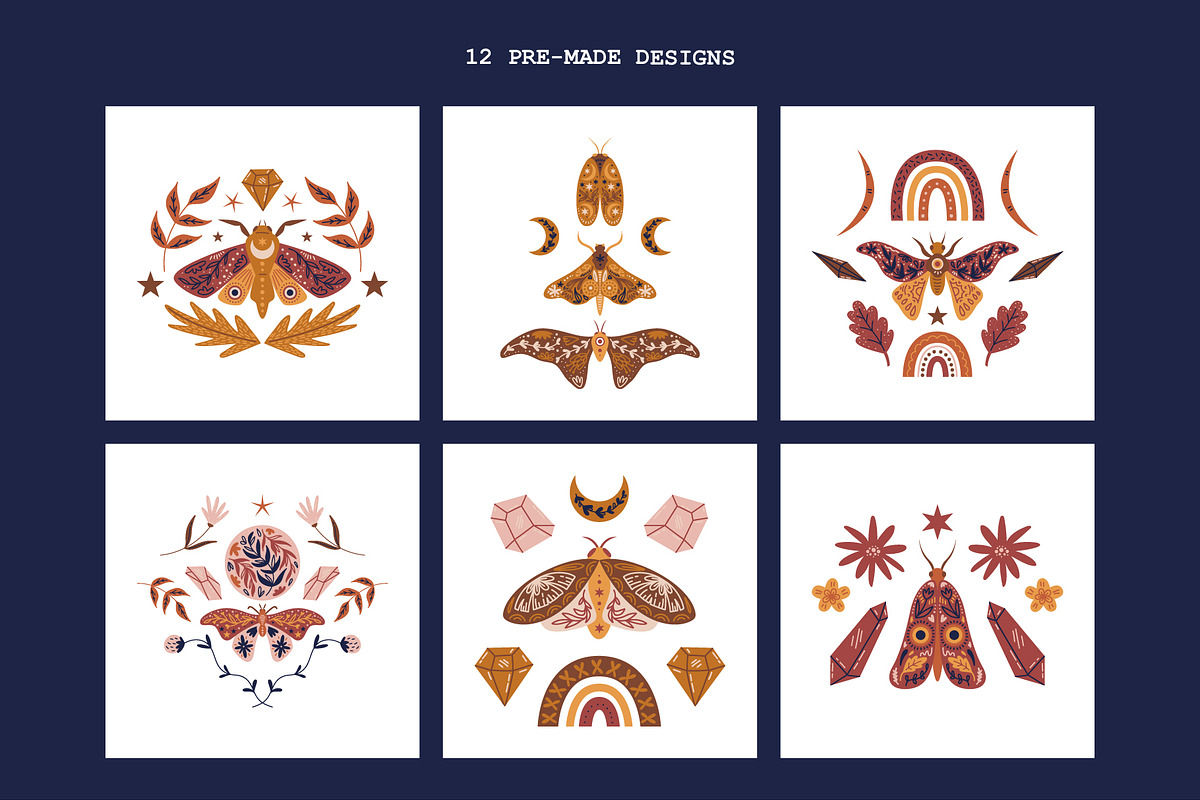 Mystic Moth | Vector collection, a Decorative Illustration by katieromanoff_art (Photo 10 of 22)