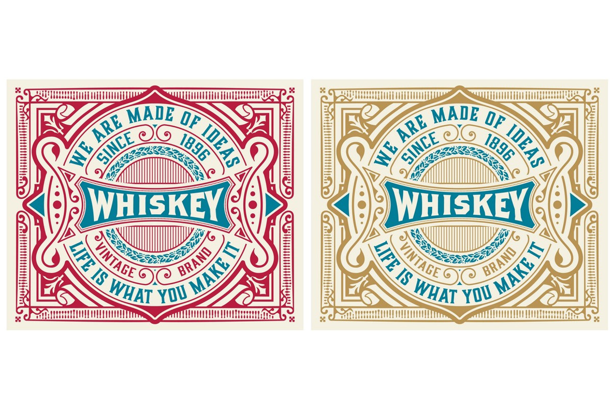 Vintage labels for whiskey, a Flyer Template by OneVectorStock