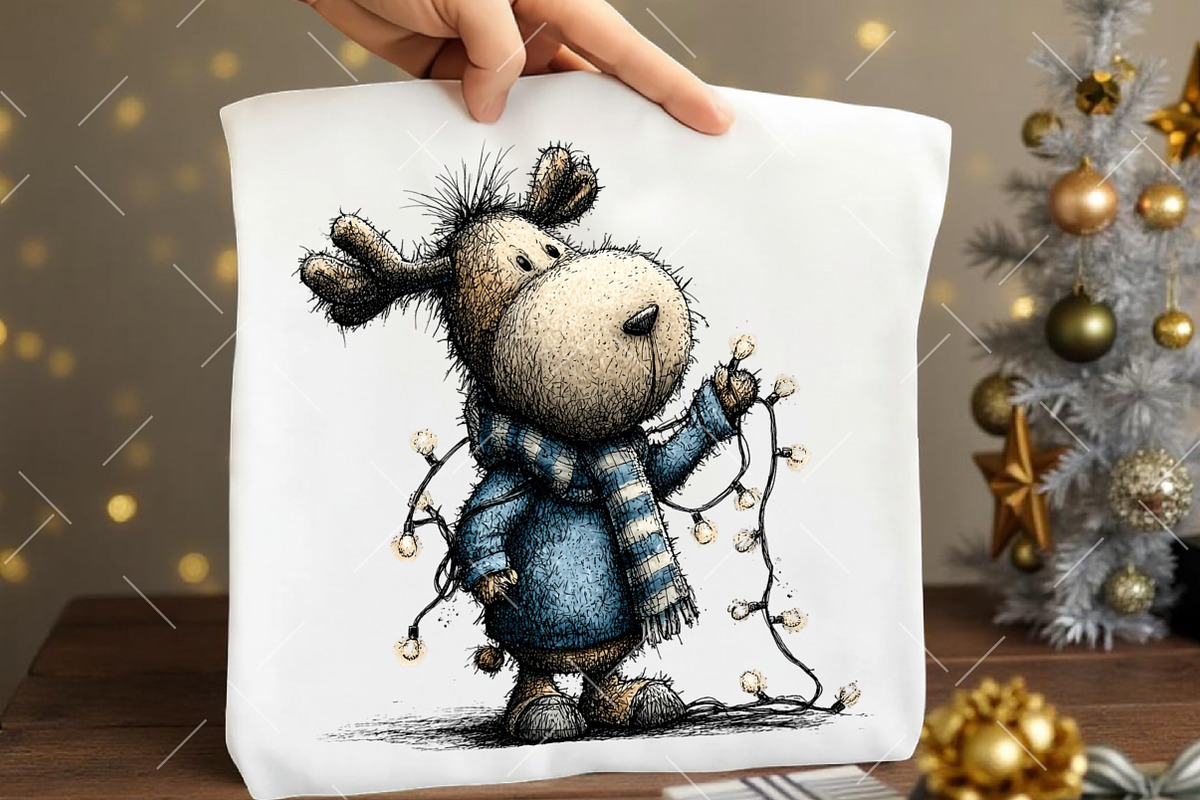 Whimsical Christmas Blue Reindeer, an Illustration by OK Design (Photo 6 of 6)