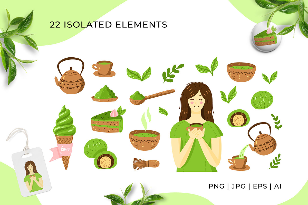 Matcha Green Tea Collection, an Object Graphic by Yamurchik (Photo 4 of 9)