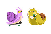 Cute snails set, seamless patterns, an Animal Illustration by Good Studio (Thumbnail 9 of 18)