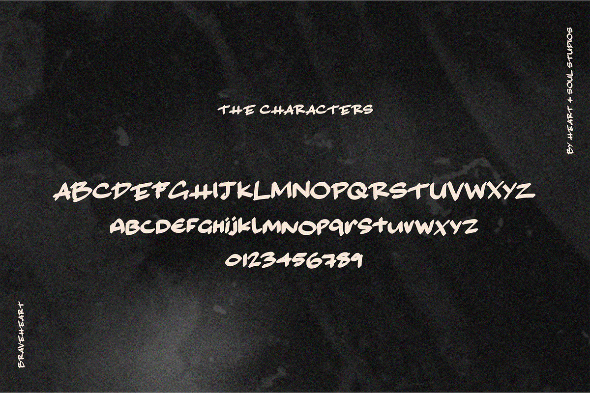 BRAVEHEART | a soulful display font, a Sans Serif Font by Heart + Soul Studios (Photo 2 of 9)