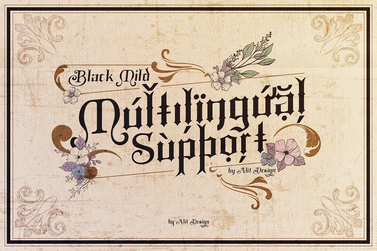 Black Mild Typeface, a Blackletter Font by alit design (Photo 3 of 15)