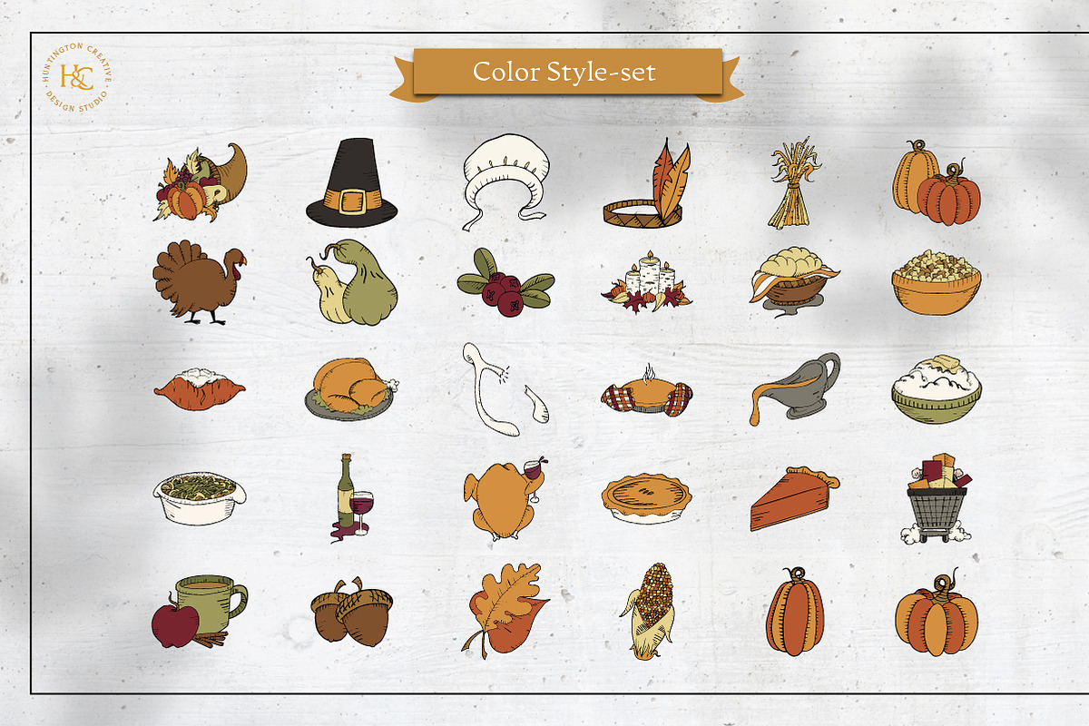 Hand Drawn Thanksgiving Images, a Seasonal Illustration by H&C Drawings & Designs (Photo 10 of 15)