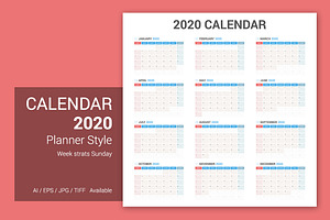 Calendar 2020 Planner Design