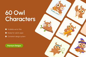 60 Owl Characters Illustration