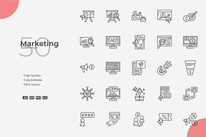 Marketing Outline Icons, an Outline Icon by Bloodline