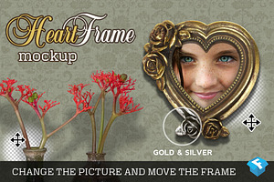 Gold & Silver Heart Frame Mockup