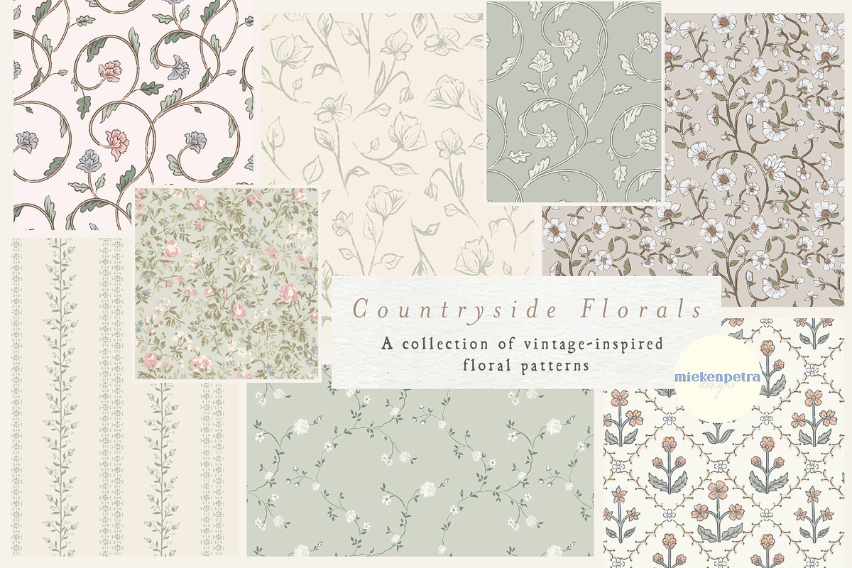 Countryside Florals Pattern Bundle, a Pattern Graphic by Mieken Petra Designs (Photo 1 of 5)
