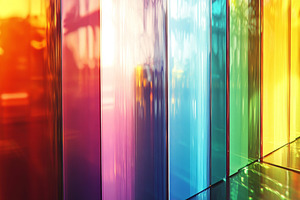 Vibrant Abstract Light Through Colorful Glass Panels, an Abstract Photo by Natalia Klenova's Shop
