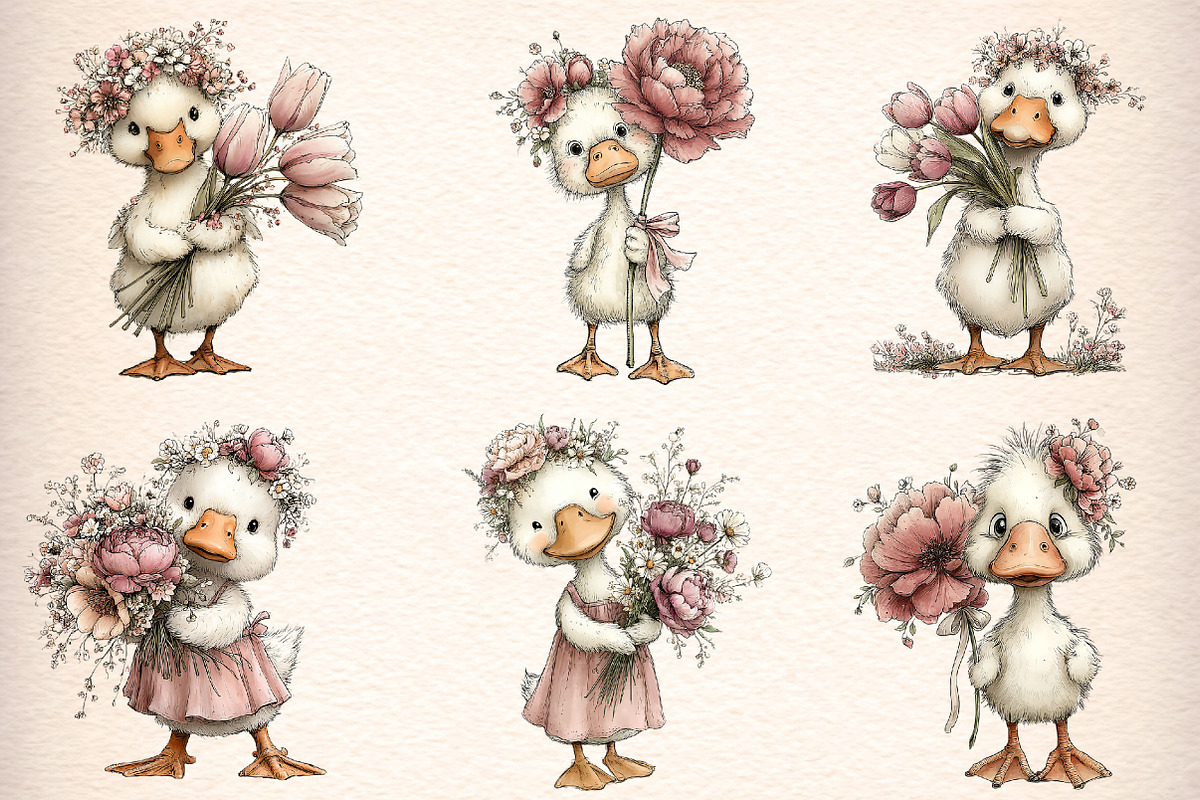 whimsical spring goose clipart, an Illustration by GatewayDesign (Photo 3 of 7)
