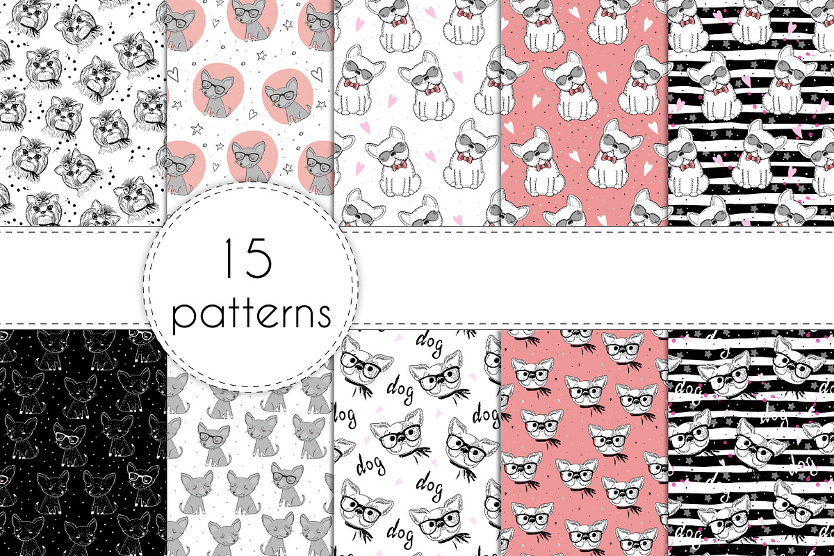 Cute dogs collection!, a Pattern Graphic by Irene_Boiko_ART (Photo 1 of 16)