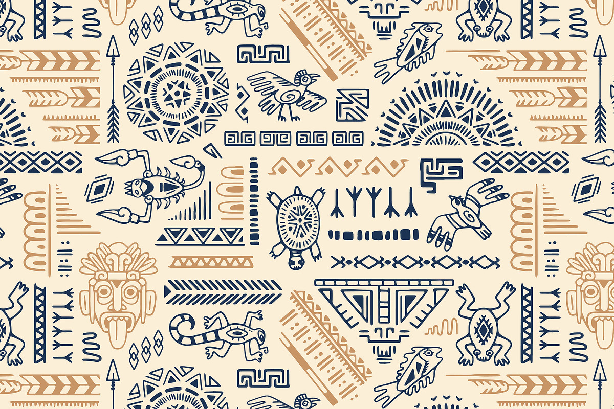 Aztec ornaments backgrounds set, a Decorative Illustration by PaperTrident (Photo 8 of 15)