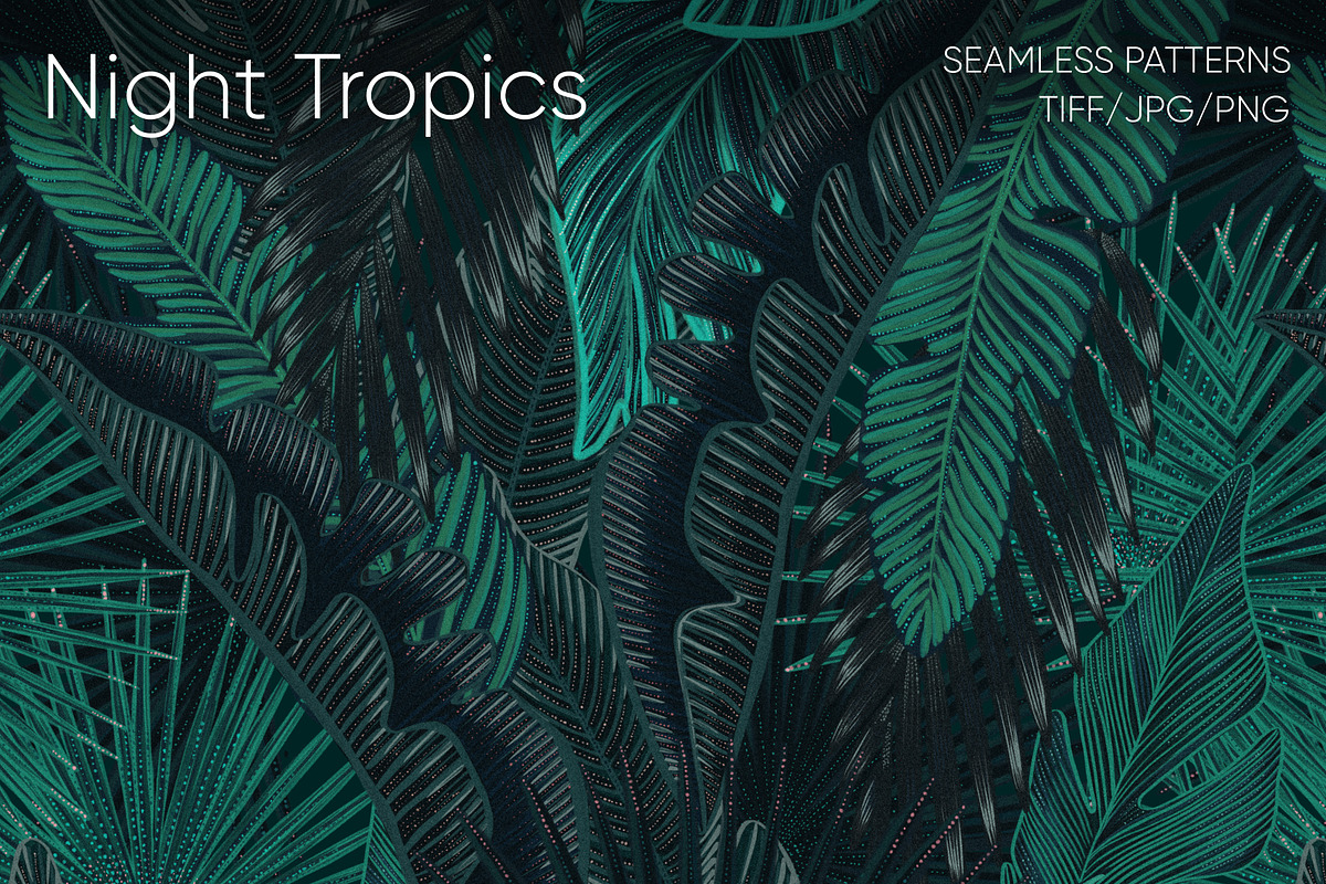 Night Tropics seamless patterns, a Pattern Graphic by ANAKOTO (Photo 7 of 20)