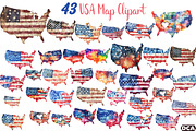 USA Map Puzzle 4th of July Clipart, an Illustration by DreamCafeArt (Thumbnail 1 of 7)