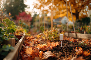 Beautiful autumn garden adorned with colorful leaves and innovative AI technolo, a Photo by AlyaAnd