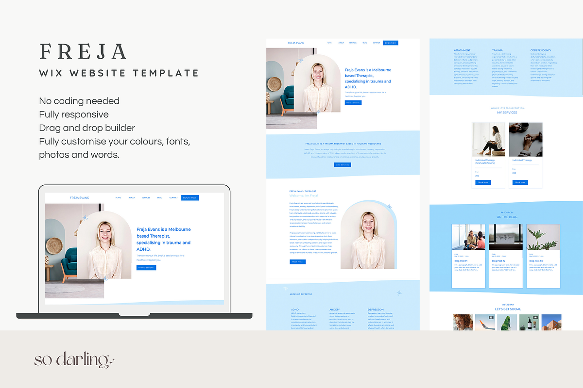 Freja | Wix Therapist Website, a Wix Template by So Darling Studio (Photo 3 of 7)