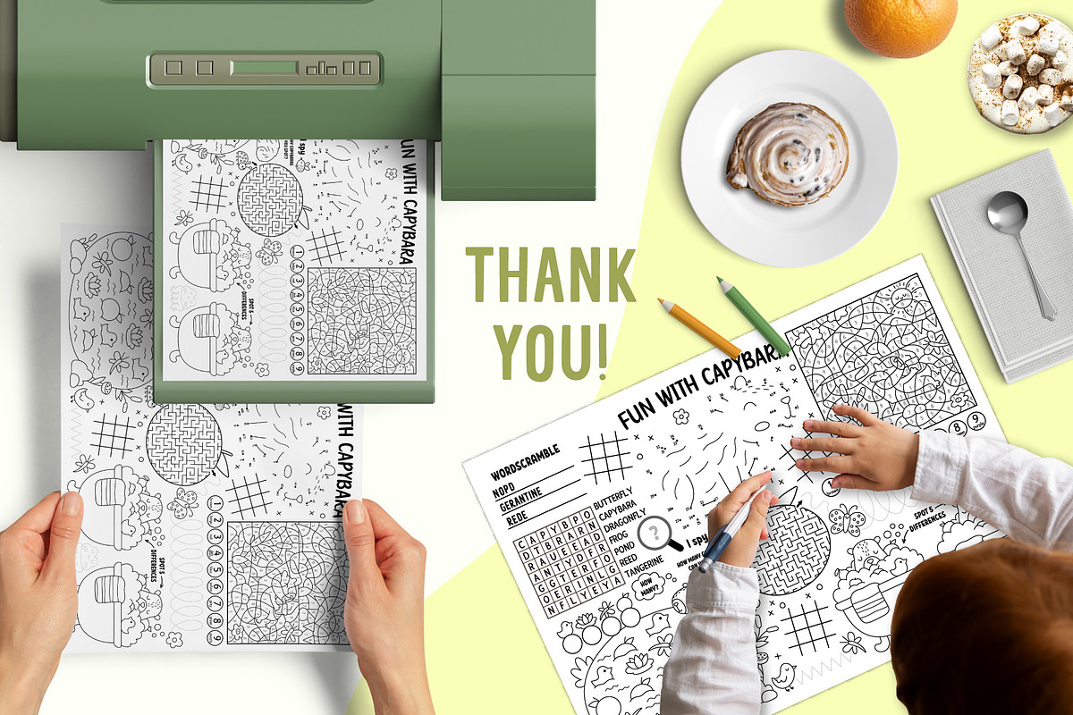 Capybara coloring activity play mats, an Education Illustration by Lexi Claus (Photo 6 of 6)