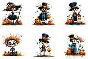 Cute Skeleton Halloween Clipart, a Seasonal Illustration by CreationArt (Thumbnail 2 of 5)