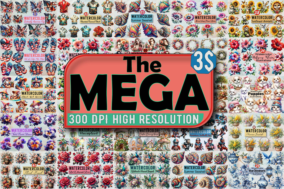 The Mega Big Clipart  Sunflower Subl, an Illustration by SVGArt