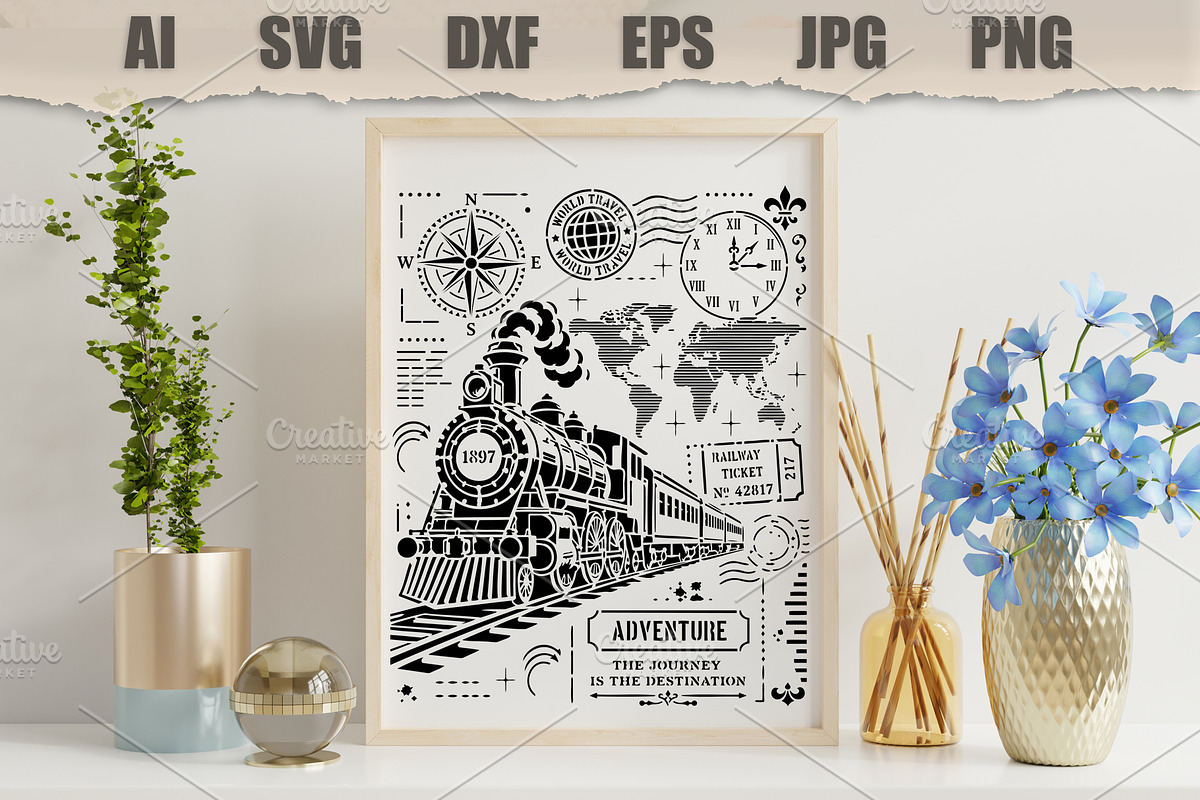 Stencil Vintage Railway Travel, a Technology Illustration by MARYCRAFTIRIA (Photo 3 of 3)