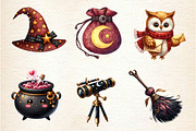 Cute Magic School Watercolor Clipart, an Illustration by Dream Creation (Thumbnail 2 of 6)