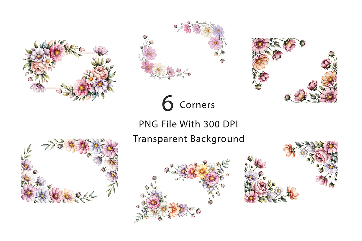 Cosmos Watercolor Floral Clipart, a Decorative Illustration by ForhadGFX (Photo 10 of 15)