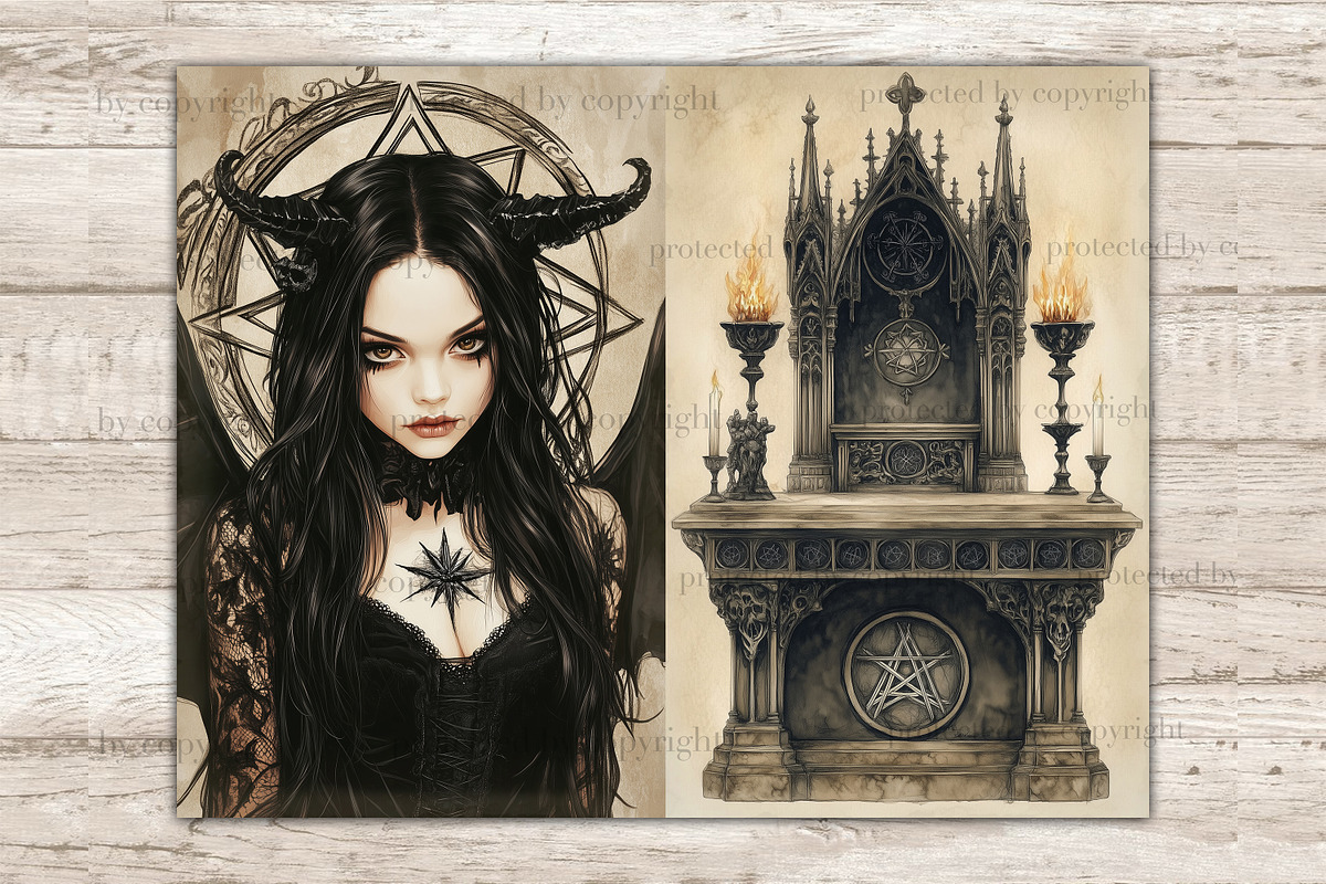 Gothic Fairy Junk Journal Pages, a Person Illustration by GlamArtZhanna (Photo 9 of 9)