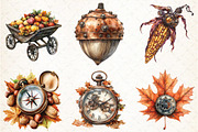 Watercolor Steampunk Autumn Clipart, an Illustration by Libby Wishes (Thumbnail 5 of 9)