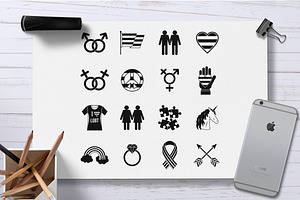 Lgbt Icons Set, Simple Style