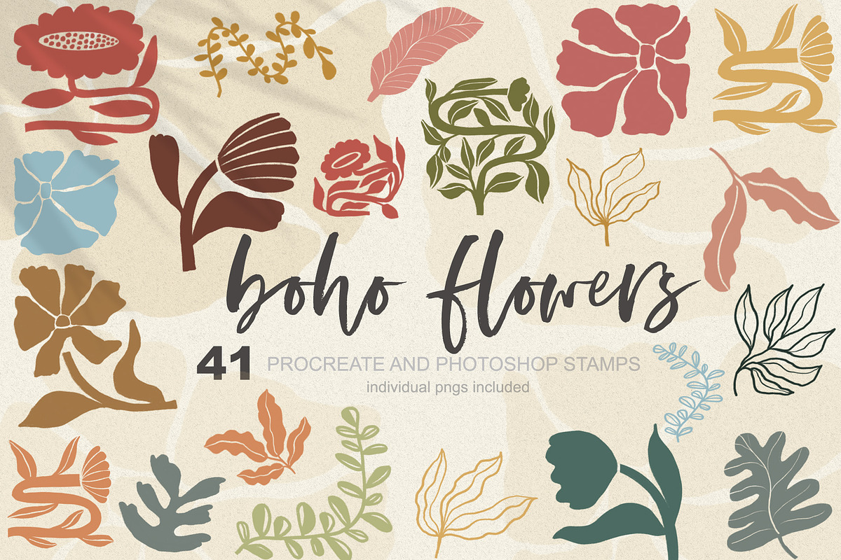 Boho Flower Stamps| Procreate & PS, a Brush Add-On by Sweet Fig (Photo 1 of 9)