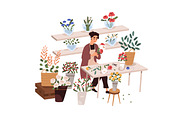 Florists working at flower shop set, a Person Illustration by Good Studio (Thumbnail 5 of 9)