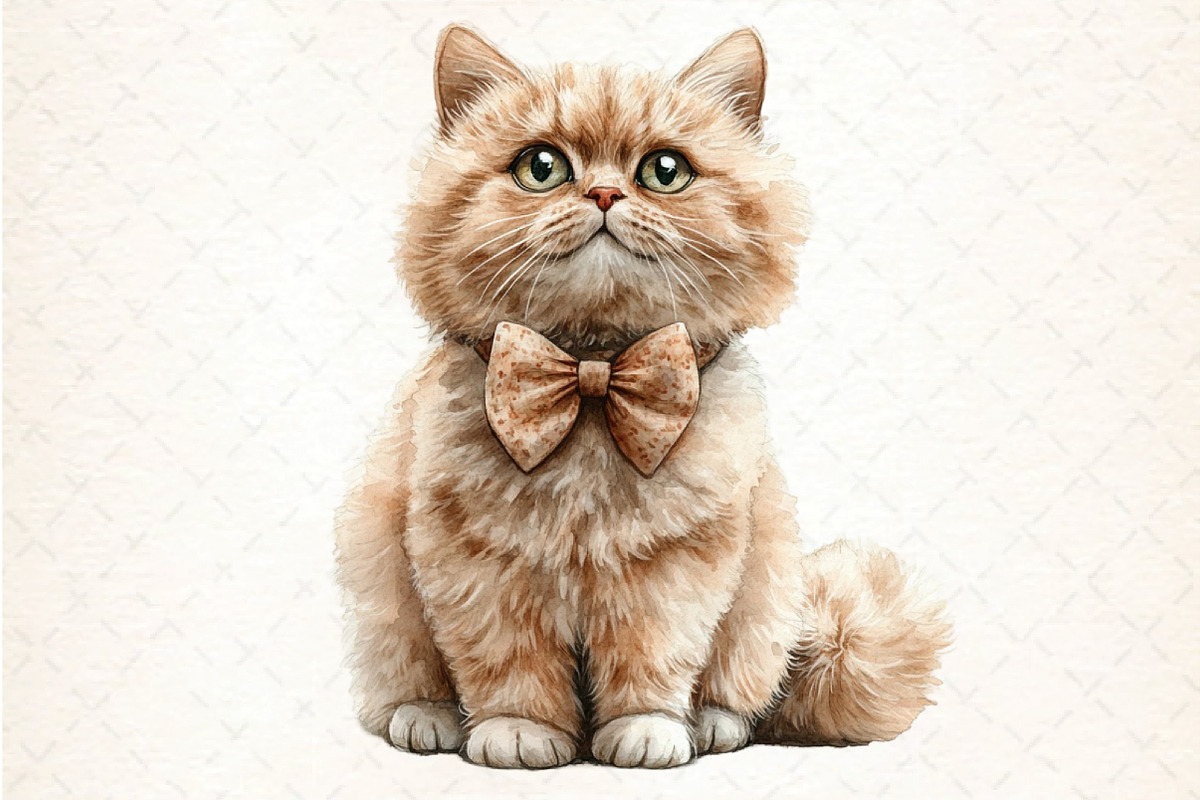 Selkirk Rex Cat Clipart, an Illustration by DreamCafeArt (Photo 2 of 5)