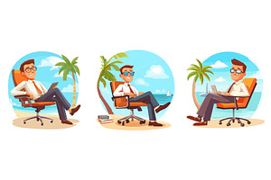 Office worker dreams of vacation, a Person Illustration by Stock-Smart-Start