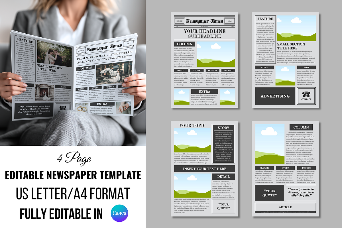 Vintage Newspaper Template, a Magazine Template by ZoloDesignHub (Photo 1 of 8)