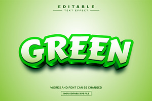 Green Bold 3D Editable Text Effect