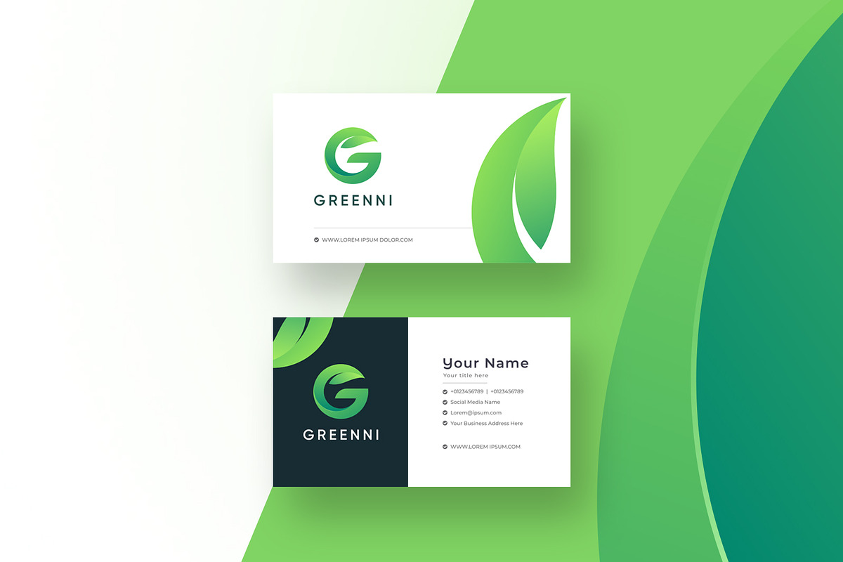 Leaf Letter G Logo & Business Card, a Branding & Logo Template by gdrony (Photo 2 of 3)